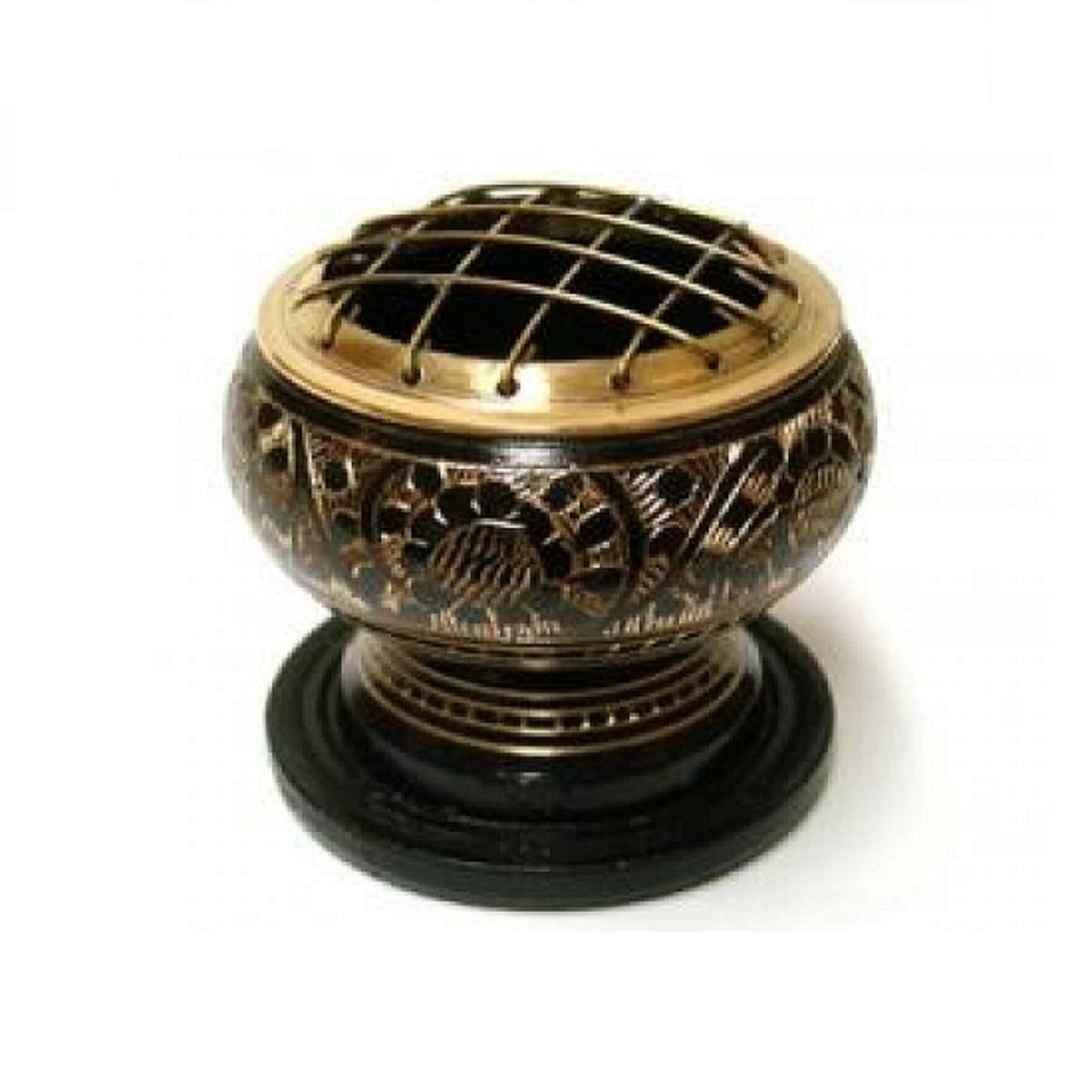 Black Brass Screen Burner with Coaster 2.5"D