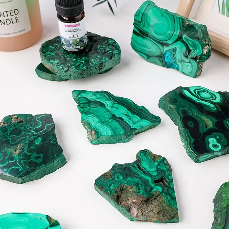Malachite Crystals Natural Crystal Malachite Slice for Home Decoration Polished Slab Rock Healing Crystals Malachite Stones