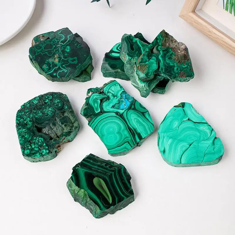 Malachite Crystals Natural Crystal Malachite Slice for Home Decoration Polished Slab Rock Healing Crystals Malachite Stones