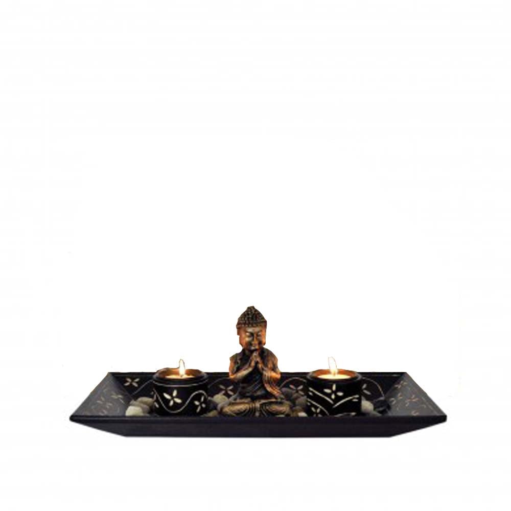 Kole Meditation Votive Candle Holders with Stones Set