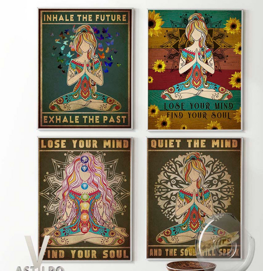 Meditation Chakra Yoga Girl Canvas Painting Core