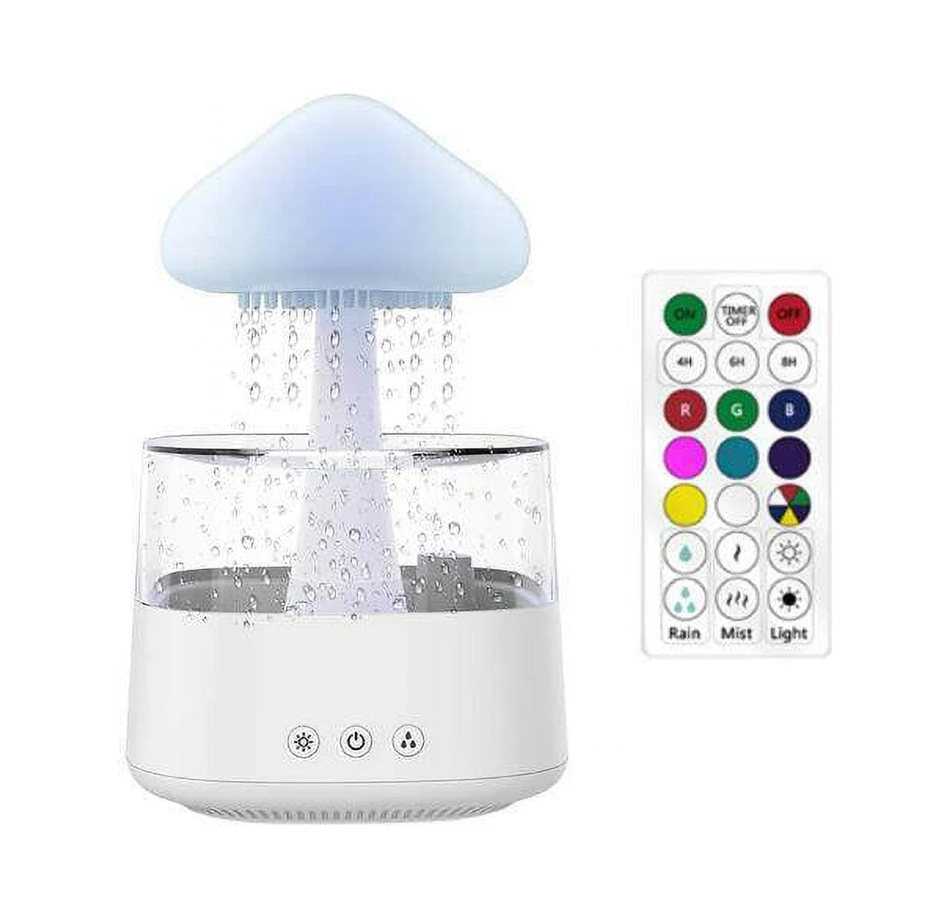 Rain Cloud Humidifier with Remote, Night Light Aromatherapy Essential Oil Diffuser, 7 Colors Desktop Mushroom Humidifier Waterfall Lamp with Water Sound,Rain Sounds for Sleeping