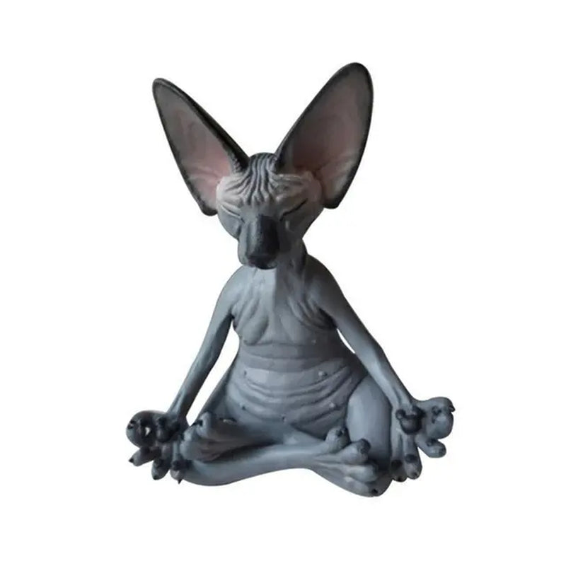 13Cm Cat Figurine Sphynx Meditation Yoga Animal Statue Cat Meditate Art Sculpture Resin Garden Statues Home Ornament Decoration