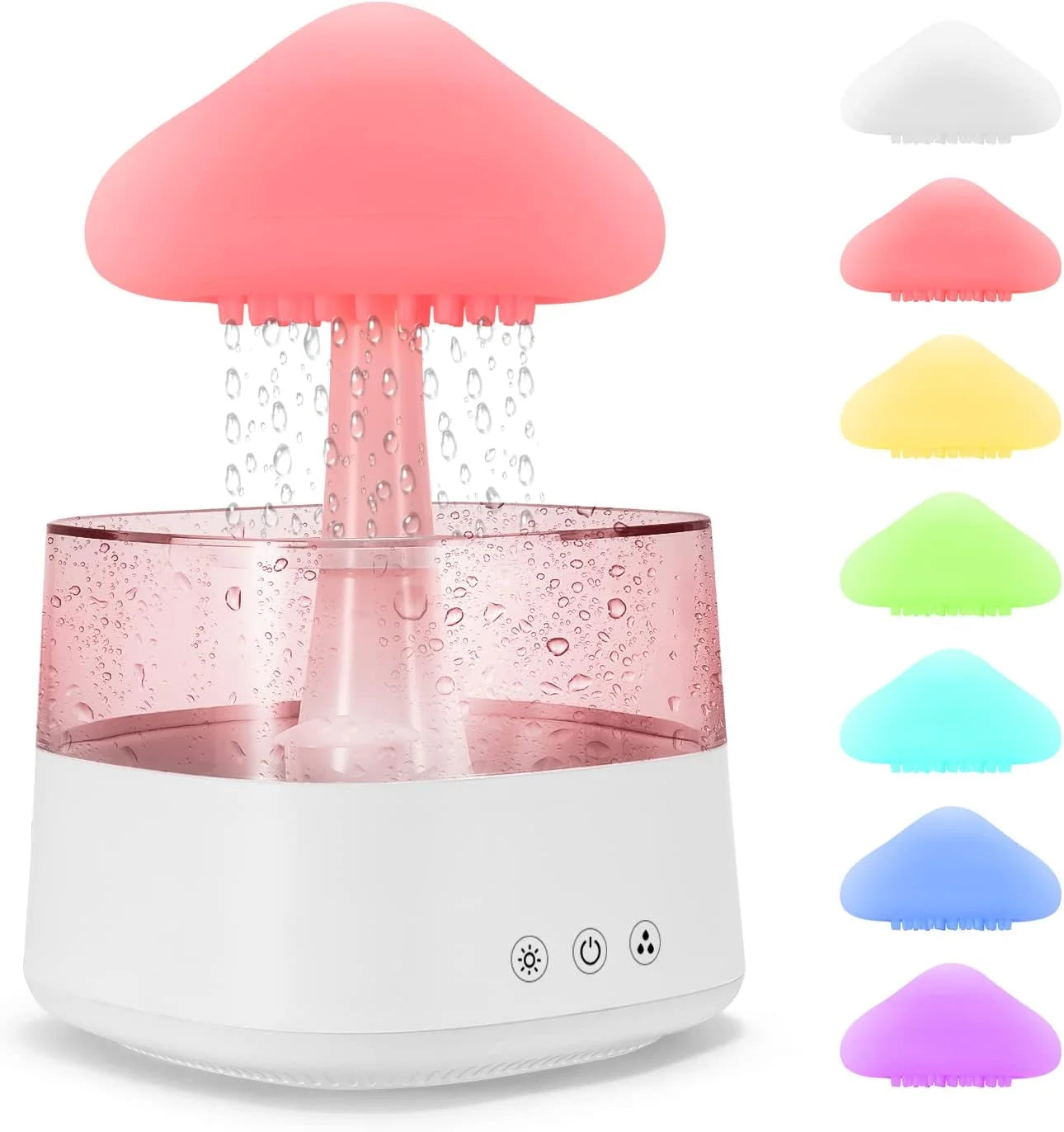 Rain Cloud Humidifier with Remote, Night Light Aromatherapy Essential Oil Diffuser, 7 Colors Desktop Mushroom Humidifier Waterfall Lamp with Water Sound,Rain Sounds for Sleeping