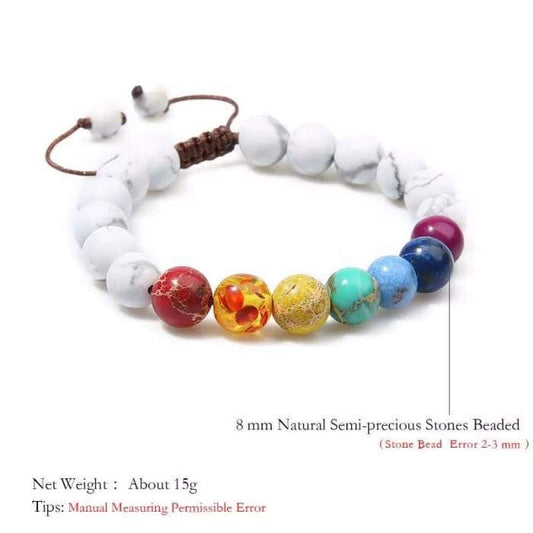 7 Chakra and Healing White Stone Braided Bracelet-0