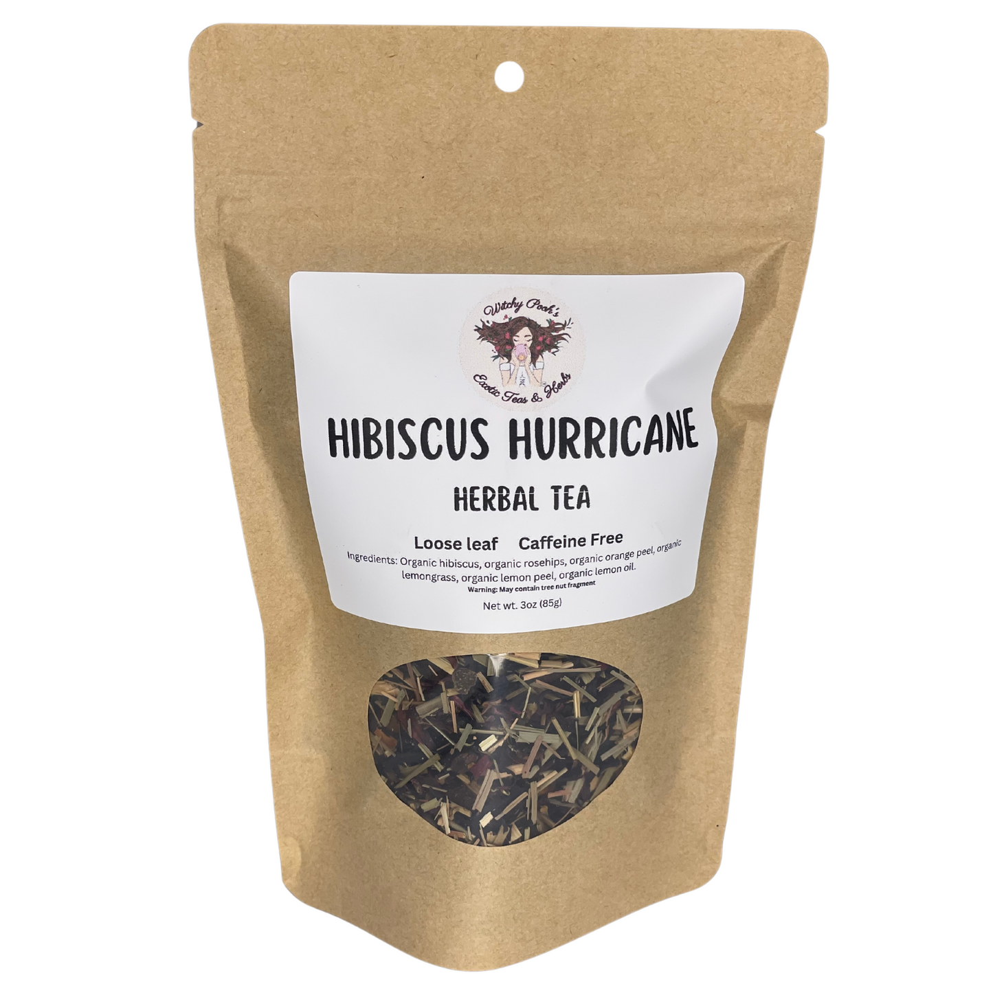 Witchy Pooh's Hibiscus Hurricane Organic Loose Leaf Herbal Fruit Tea, Caffeine Free-3