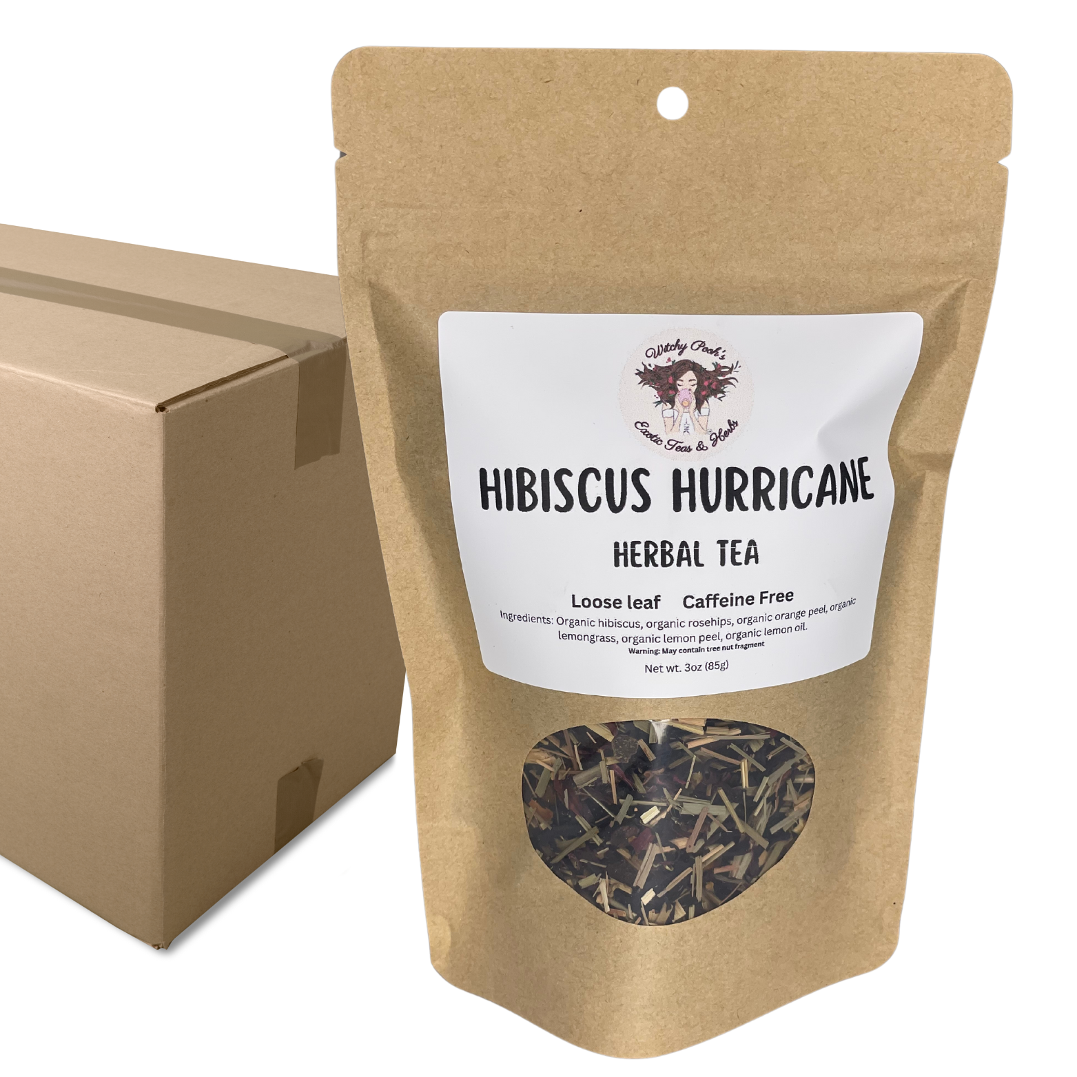 Witchy Pooh's Hibiscus Hurricane Organic Loose Leaf Herbal Fruit Tea, Caffeine Free-8