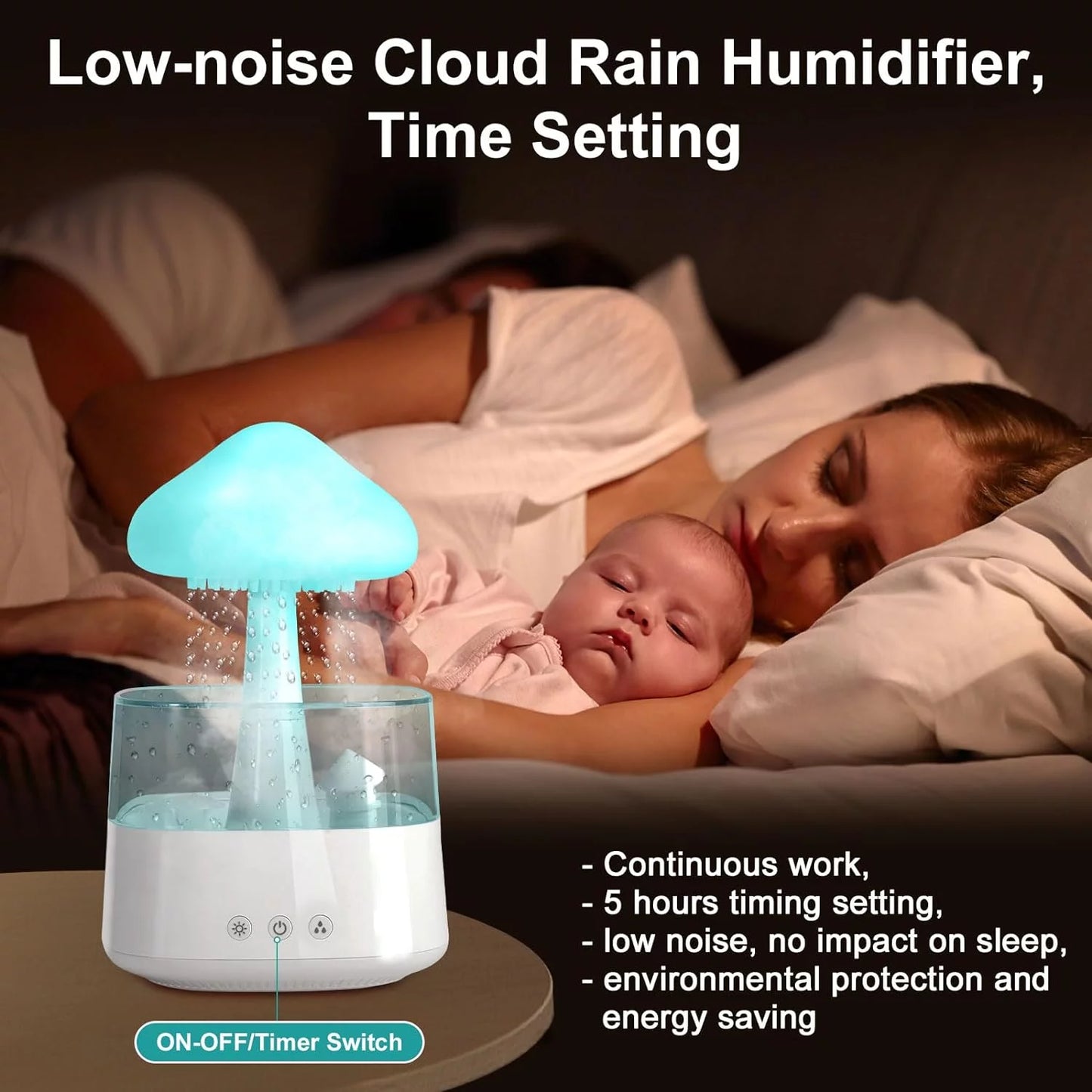 Rain Cloud Humidifier with Remote, Night Light Aromatherapy Essential Oil Diffuser, 7 Colors Desktop Mushroom Humidifier Waterfall Lamp with Water Sound,Rain Sounds for Sleeping