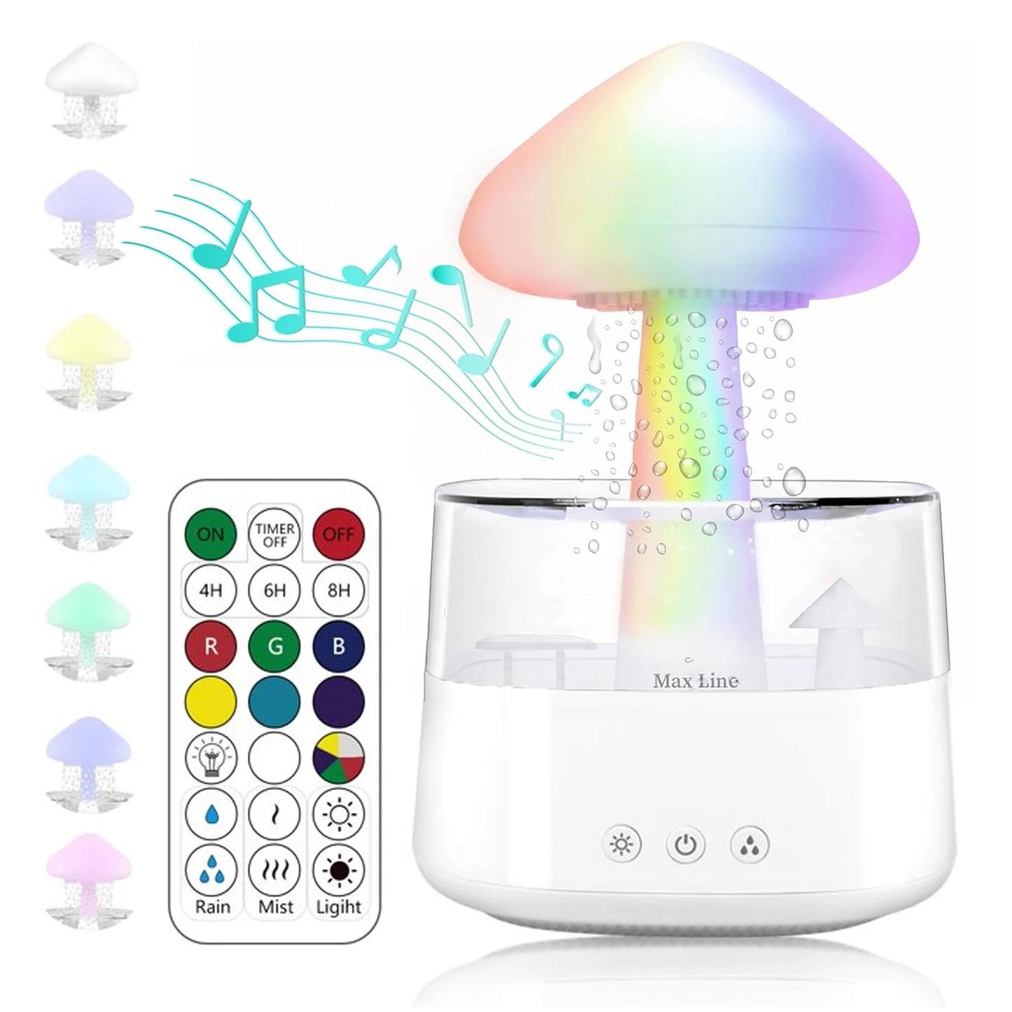 Rain Cloud Humidifier with Remote, Night Light Aromatherapy Essential Oil Diffuser, 7 Colors Desktop Mushroom Humidifier Waterfall Lamp with Water Sound,Rain Sounds for Sleeping