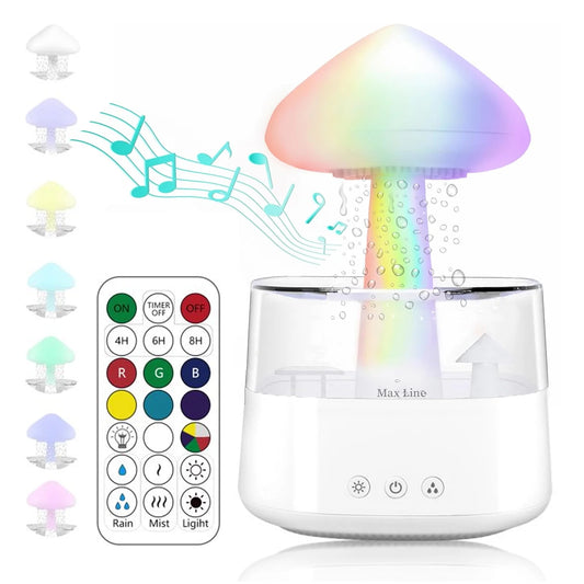 Rain Cloud Humidifier with Remote, Night Light Aromatherapy Essential Oil Diffuser, 7 Colors Desktop Mushroom Humidifier Waterfall Lamp with Water Sound,Rain Sounds for Sleeping