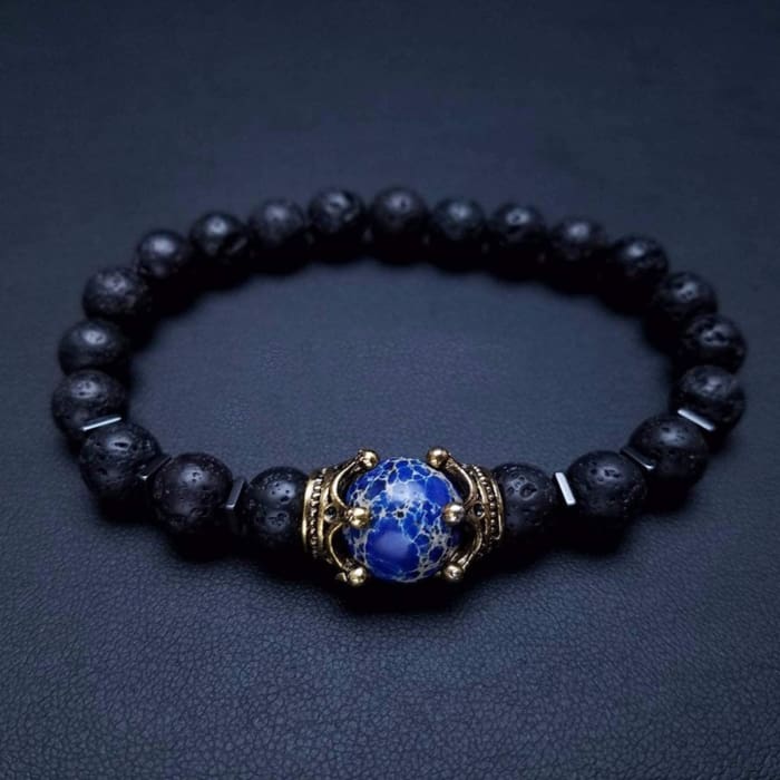 Luxury Blue Tiger Eye Stone and Lava Stones bracelet-0