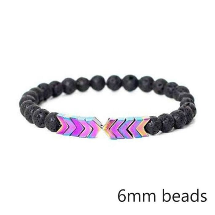 Rainbow Chroma Moonstone Arrows and Lava Stones Bracelet-0