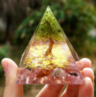 Natural Tiger Eye Orgonite Pyramid Healing Crystals Centerpiece Energy Generator Reiki Chakra Multiplier Orgone Amethyst Meditation