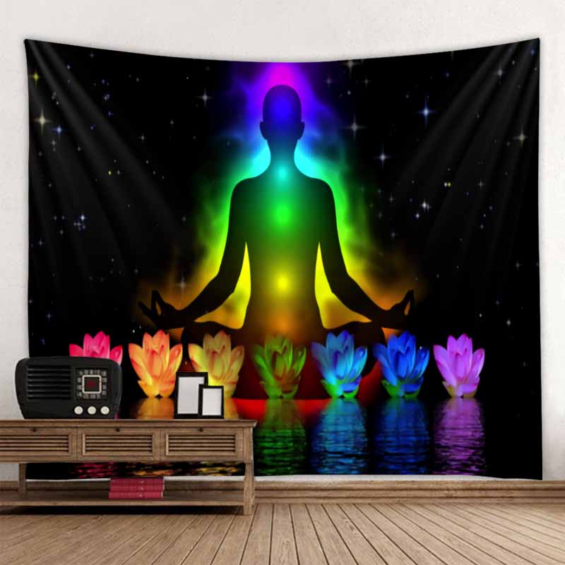 Boho Yoga Meditation Colorful Chakra Decorative Tapestry