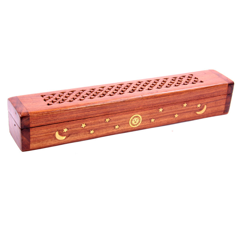 Decorative Sheesham Wood Box with Sun and Stars Design IF119