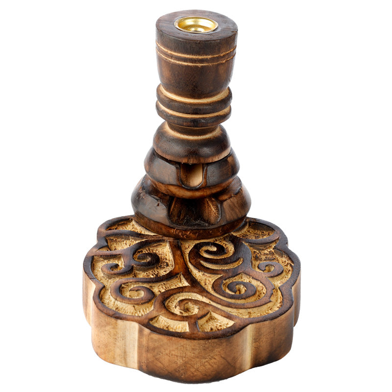 Mango Wood Backflow Incense Burner - Happy Tree IF252