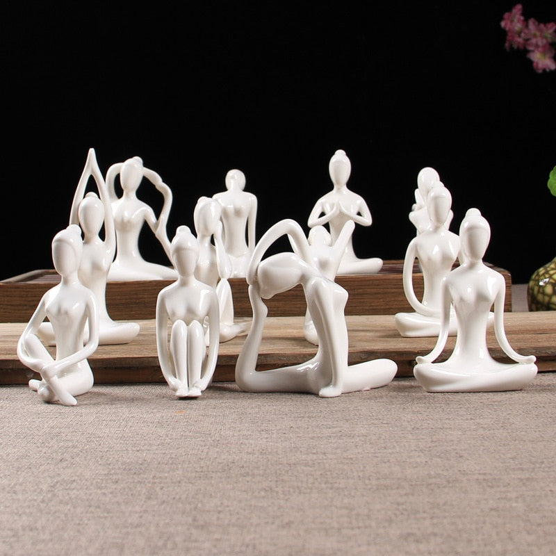 Abstract Ceramic Yoga Poses Figurine