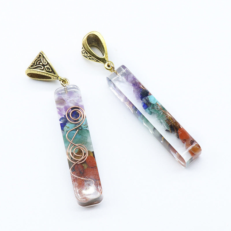 Crystal Semi-precious Stone Gravel Meditation Seven Chakra Pendant