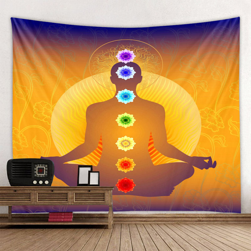 Boho Yoga Meditation Colorful Chakra Decorative Tapestry