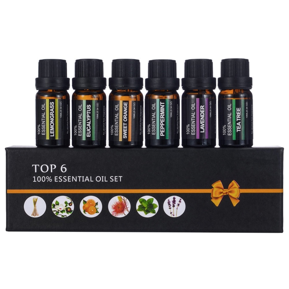 100% Pure Aromatherapy Essential Oils 6 pcs Set