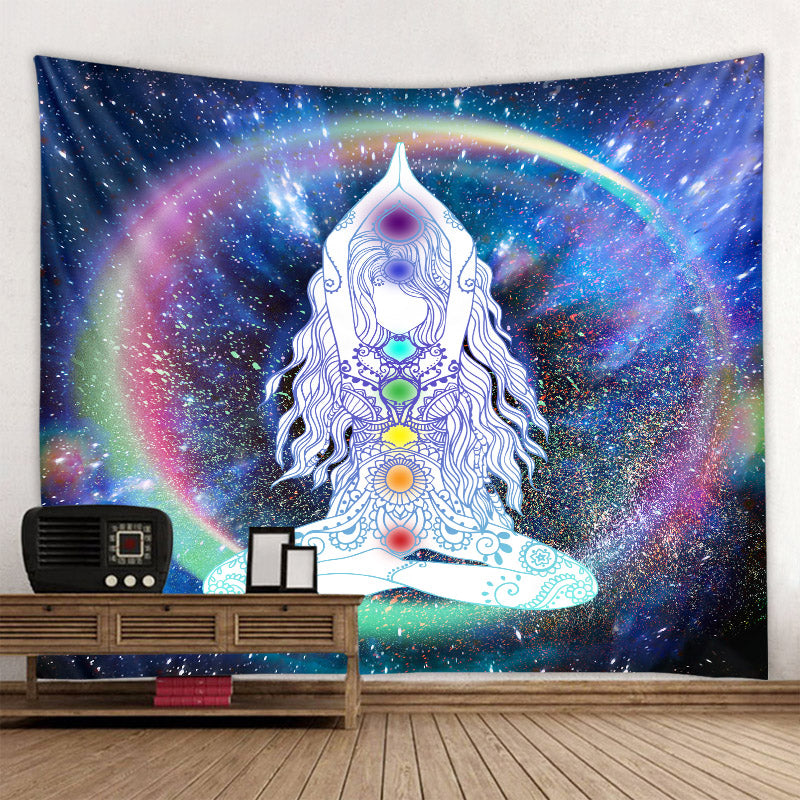 Boho Yoga Meditation Colorful Chakra Decorative Tapestry