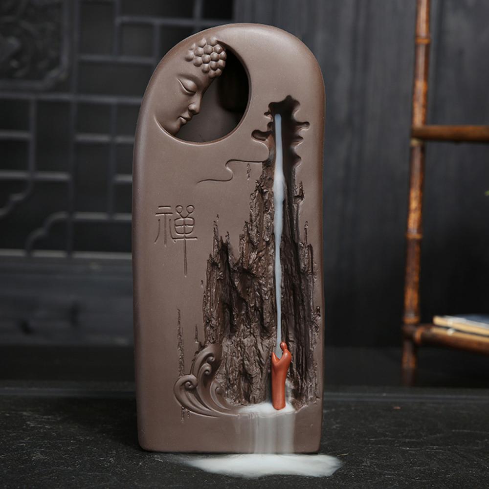 Backflow Incense Ceramic Holder Buddha Waterfall Incense Burner