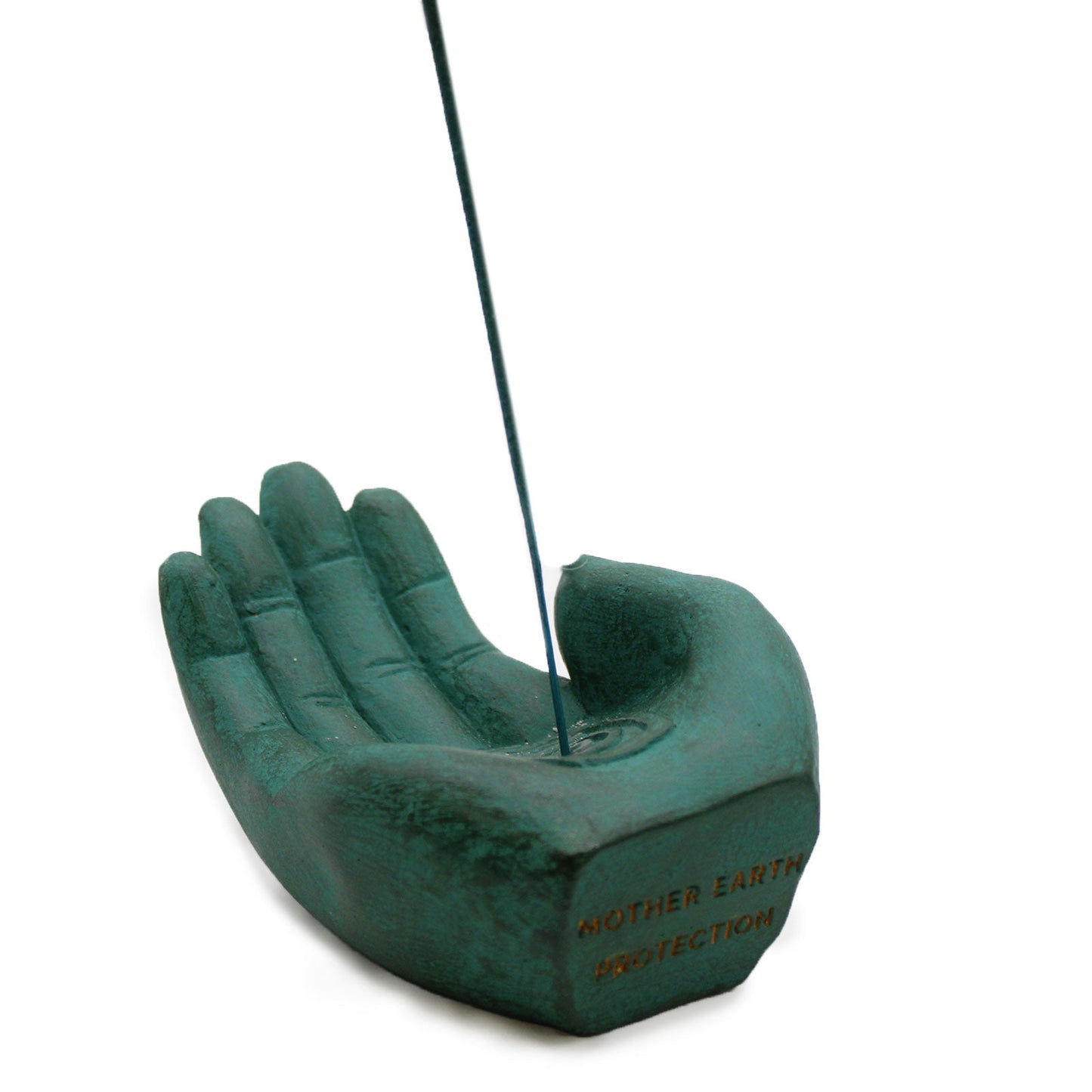 Stone Hand Incense Burner - Earth Protect (green)