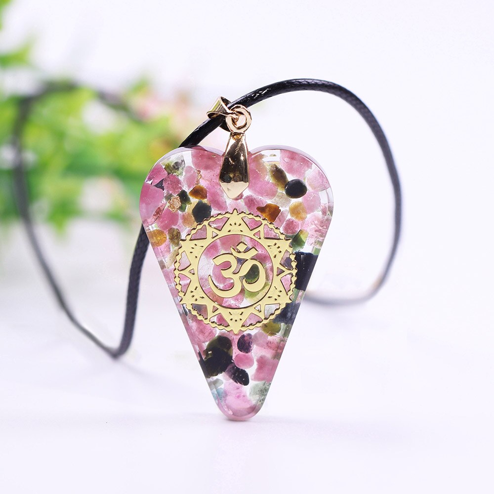 Tourmaline Orgonite Necklace Crystal Heart Pendant Healing Crystals For Emf Protection Violet Flame Orgone Generator-10