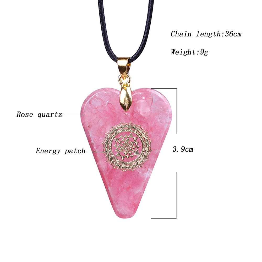 Orgonite Pendant pink Heart Pendant Necklace Healing Crystals Recruit Peach Blossom to Promote Marriage-6