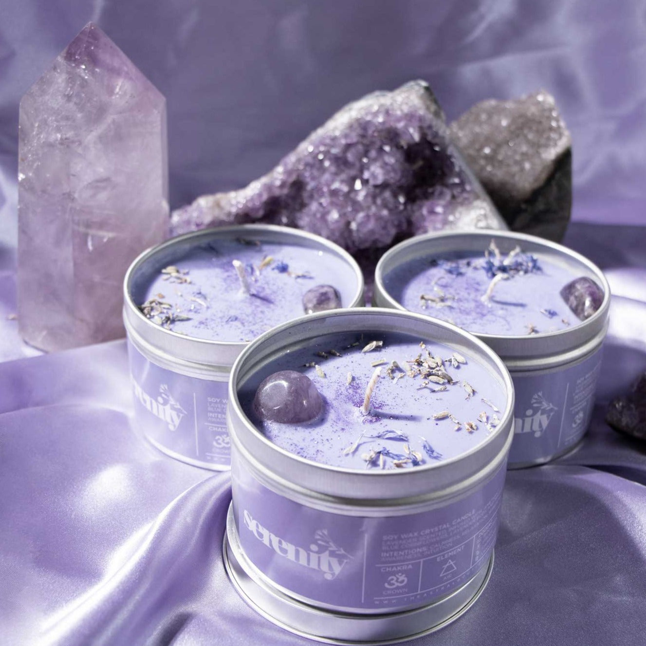 ASTRAL CANDLES - Serenity - Lavender Crystal Candle